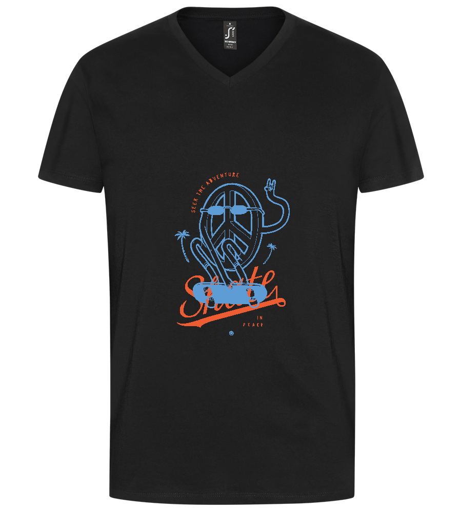 Skate Peace Design - Premium men's v-neck t-shirt_DEEP BLACK_front