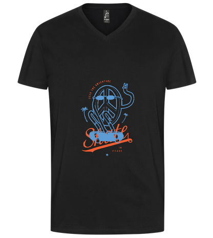 Skate Peace Design - Premium men's v-neck t-shirt_DEEP BLACK_front