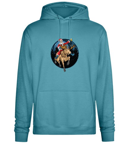 Santa Joyride Design - Premium Essential Unisex Hoodie_POOL BLUE_front