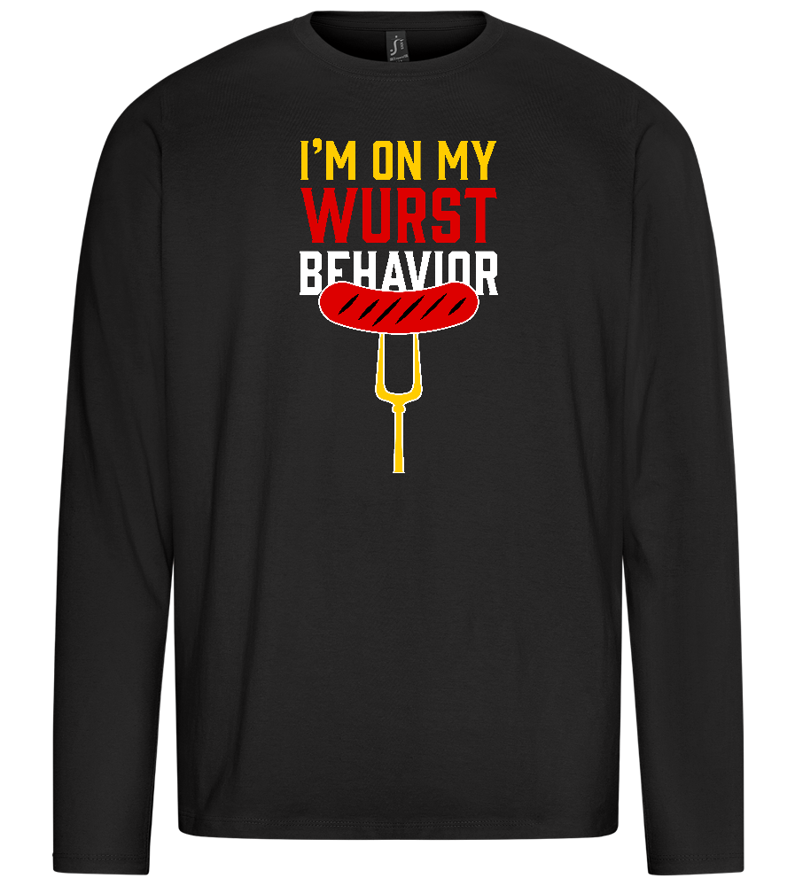 I'm On My Wurst Behaviour Design - Premium men's long sleeve t-shirt_DEEP BLACK_front