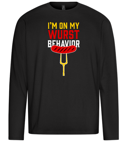 I'm On My Wurst Behaviour Design - Premium men's long sleeve t-shirt_DEEP BLACK_front