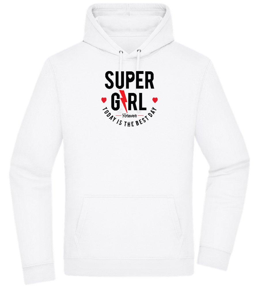 Super Girl Forever Design - Premium Essential Unisex Hoodie_WHITE_front