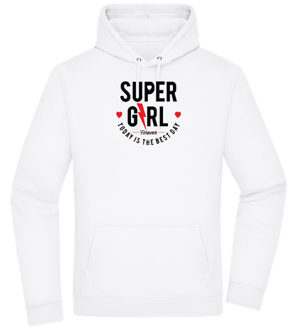 Super Girl Forever Design - Premium Essential Unisex Hoodie_WHITE_front