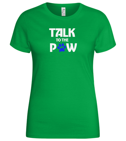 Talk to the Paw Design - Basic women's t-shirt_MEADOW GREEN_front