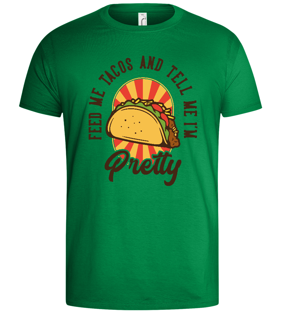 Just Feed Me Tacos Design - Basic men's t-shirt_MEADOW GREEN_front