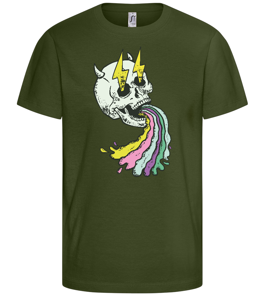 Rainbow Skull Thunders Design - Basic kids t-shirt_ARMY_front