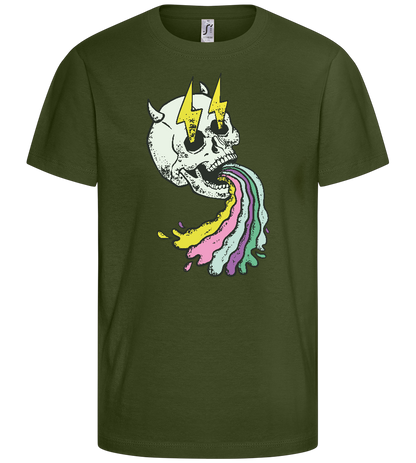 Rainbow Skull Thunders Design - Basic kids t-shirt_ARMY_front