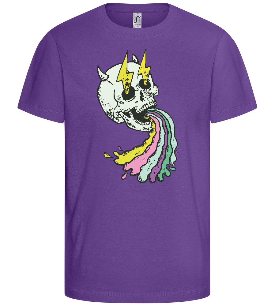 Rainbow Skull Thunders Design - Basic kids t-shirt_DARK PURPLE_front