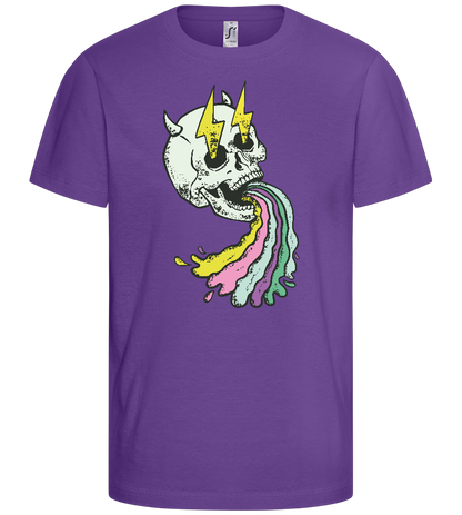 Rainbow Skull Thunders Design - Basic kids t-shirt_DARK PURPLE_front