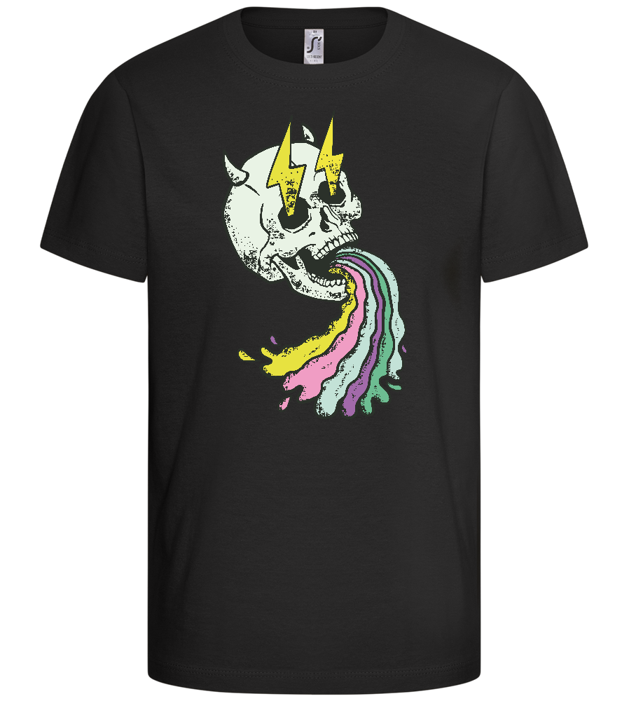 Rainbow Skull Thunders Design - Basic kids t-shirt_DEEP BLACK_front