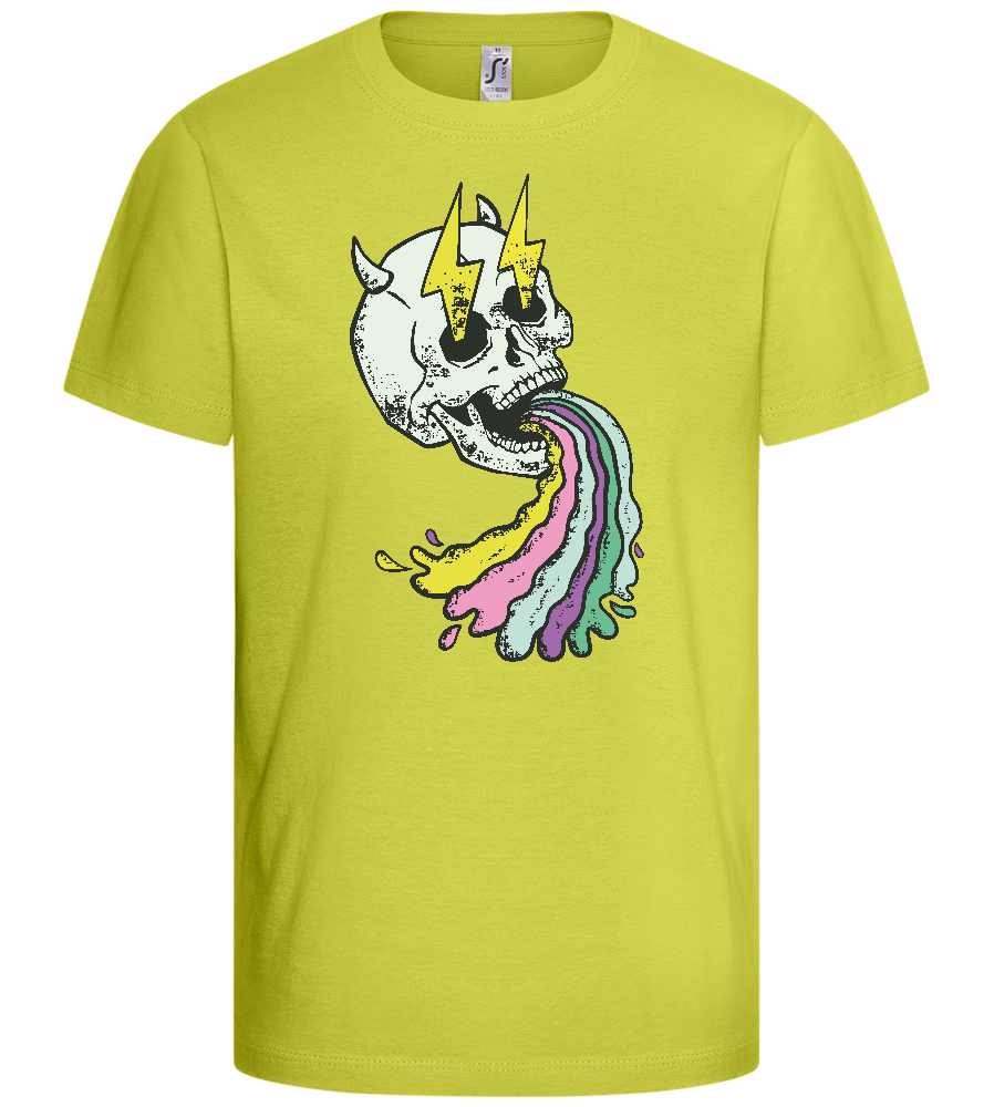 Rainbow Skull Thunders Design - Basic kids t-shirt_GREEN APPLE_front