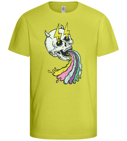 Rainbow Skull Thunders Design - Basic kids t-shirt_GREEN APPLE_front