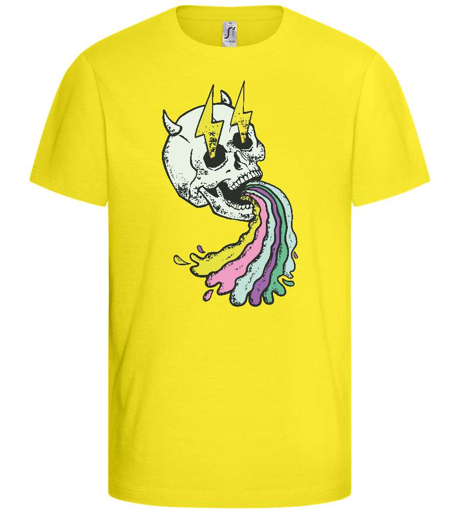 Rainbow Skull Thunders Design - Basic kids t-shirt_LEMON_front