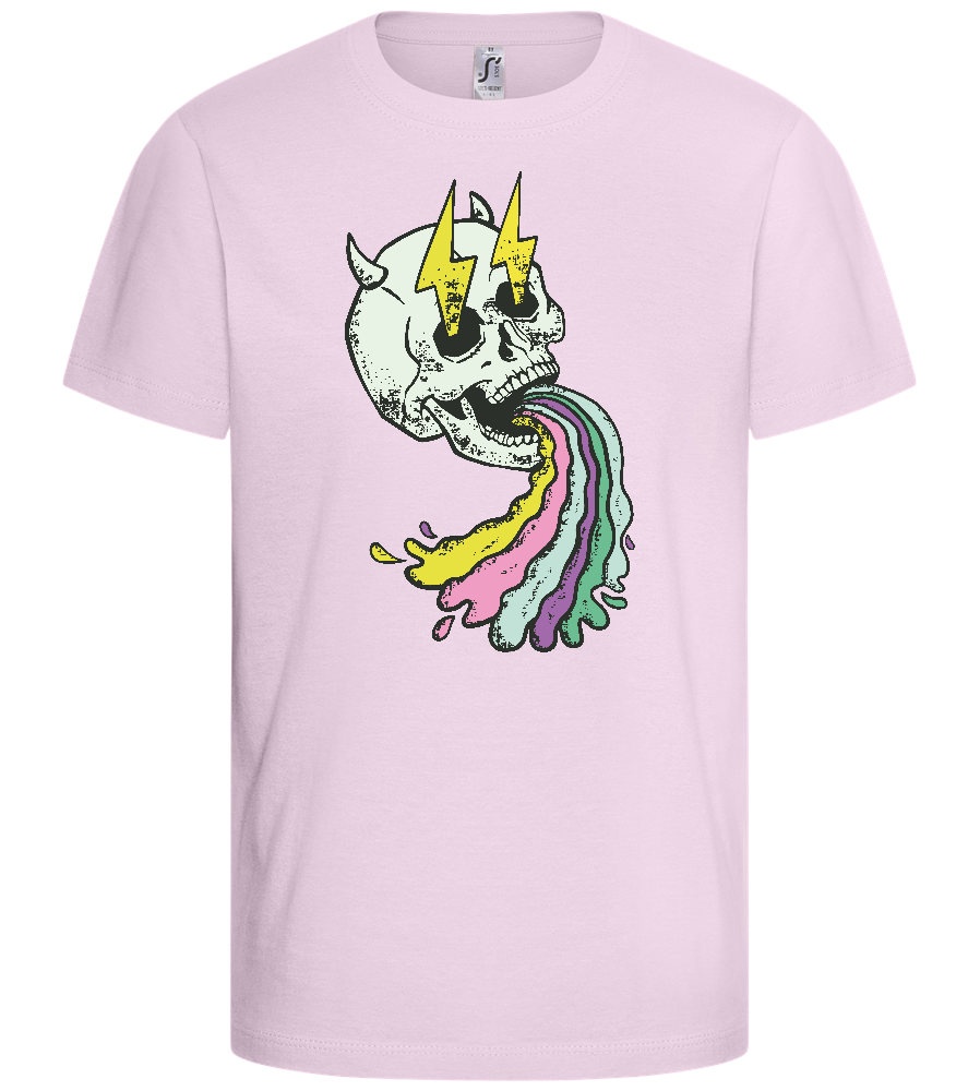 Rainbow Skull Thunders Design - Basic kids t-shirt_LIGHT PINK_front