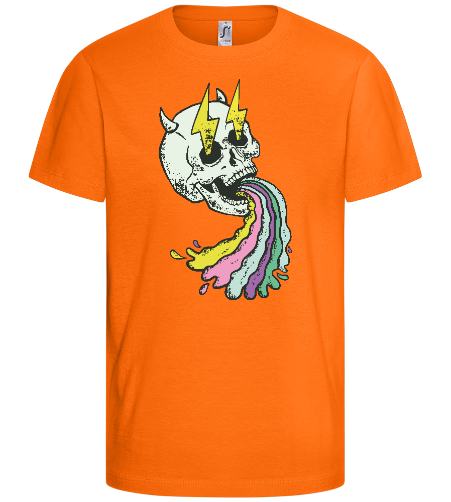 Rainbow Skull Thunders Design - Basic kids t-shirt_ORANGE_front