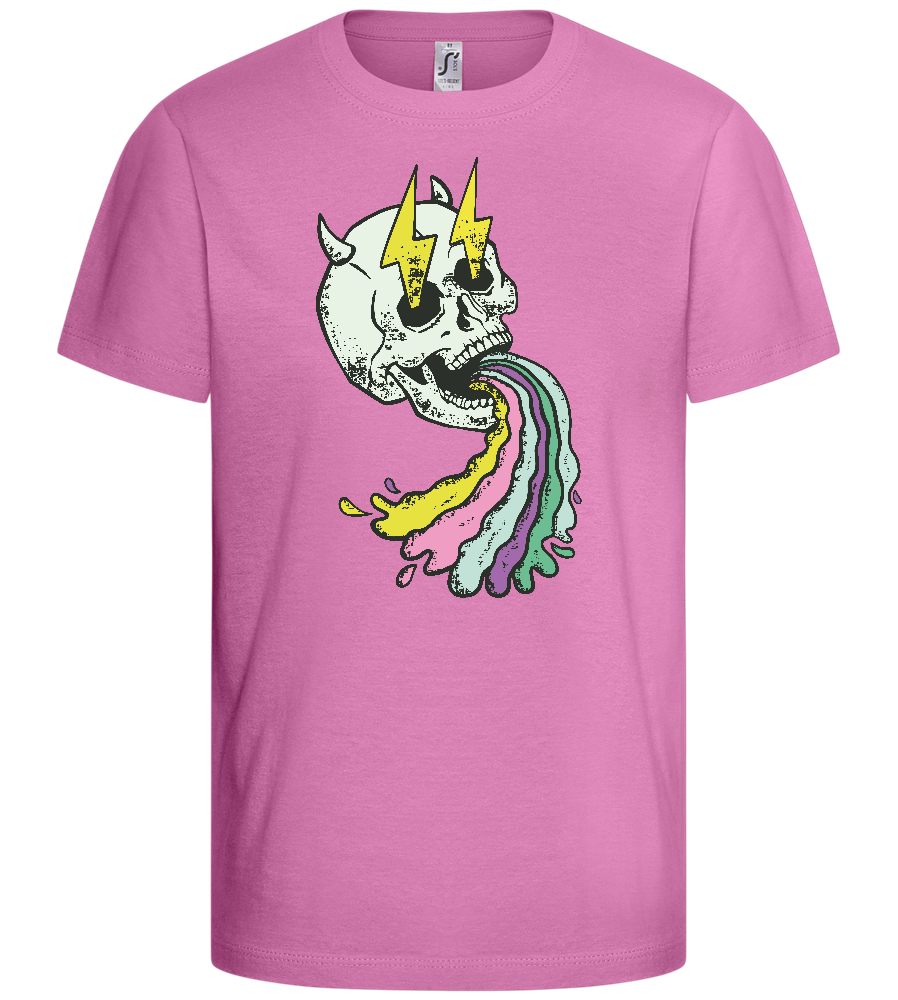 Rainbow Skull Thunders Design - Basic kids t-shirt_PINK ORCHID_front