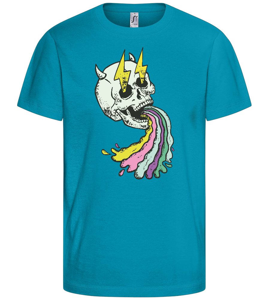 Rainbow Skull Thunders Design - Basic kids t-shirt_TURQUOISE_front