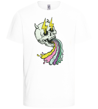 Rainbow Skull Thunders Design - Basic kids t-shirt_WHITE_front