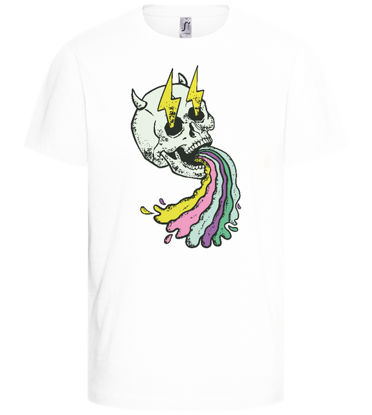 Rainbow Skull Thunders Design - Basic kids t-shirt_WHITE_front