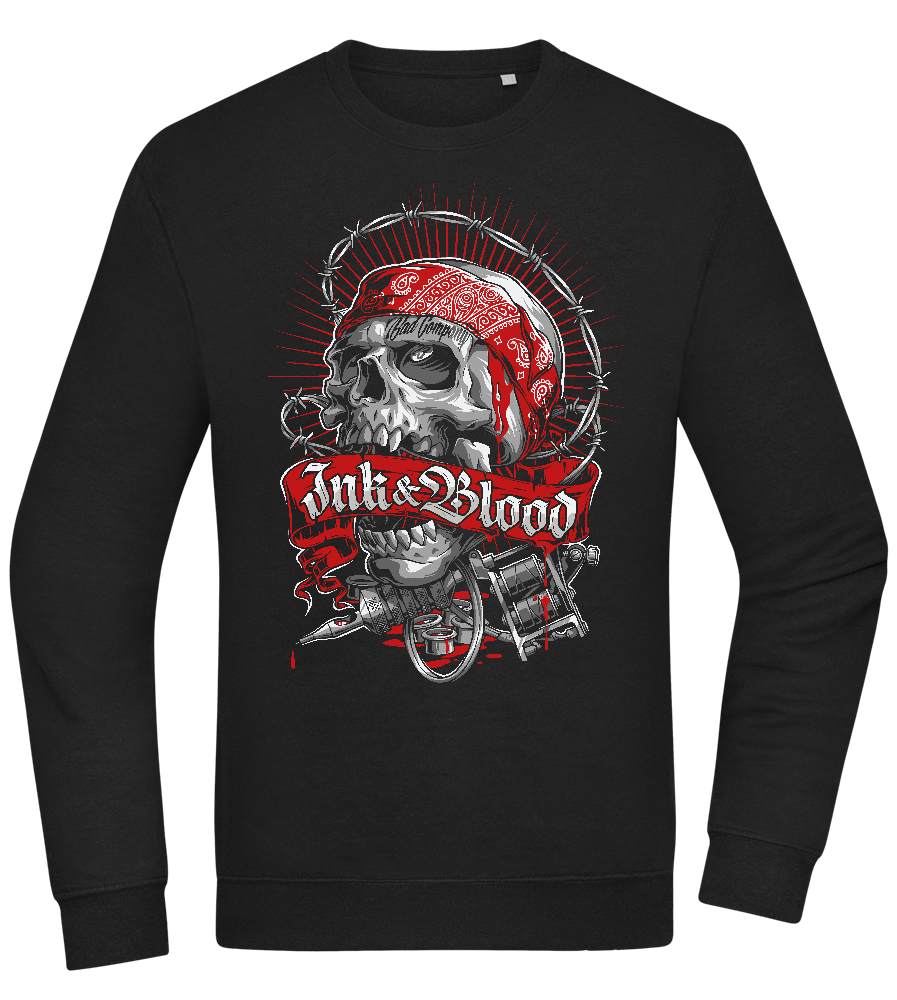 Ink And Blood Skull Design - Comfort Essential Unisex Sweater_BLACK_front