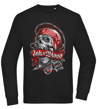 Ink And Blood Skull Design - Comfort Essential Unisex Sweater_BLACK_front