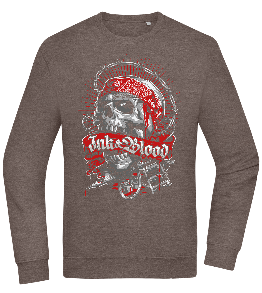 Ink And Blood Skull Design - Comfort Essential Unisex Sweater_CHARCOAL CHIN_front