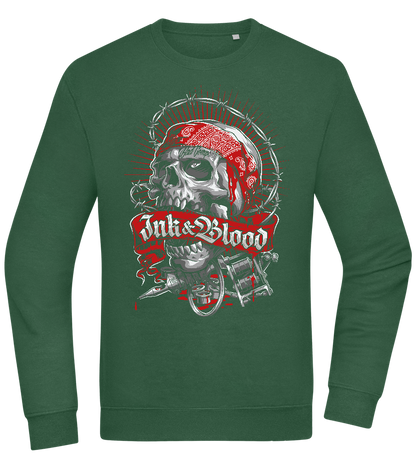 Ink And Blood Skull Design - Comfort Essential Unisex Sweater_GREEN BOTTLE_front