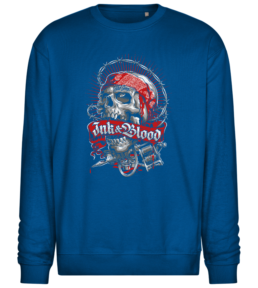 Ink And Blood Skull Design - Comfort Essential Unisex Sweater_ROYAL_front