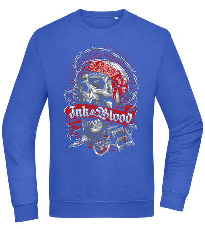 Ink And Blood Skull Design - Comfort Essential Unisex Sweater_ROYAL_front