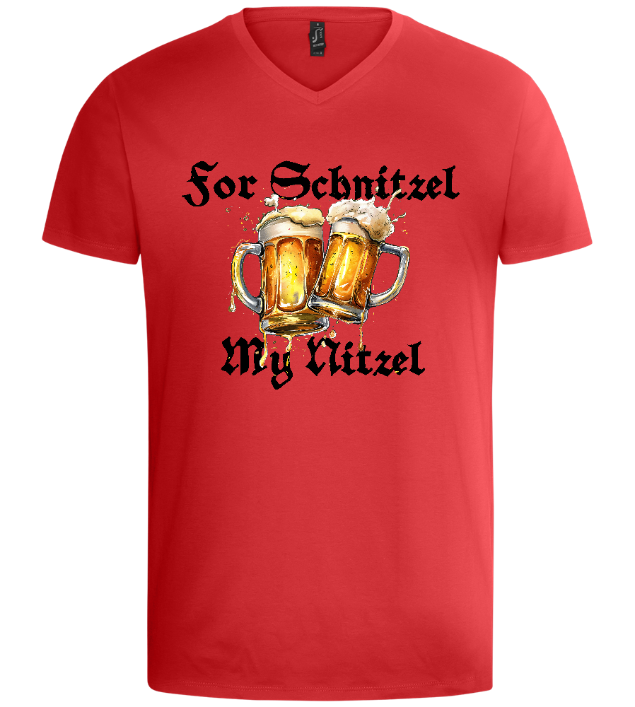 For Schnitzel Design - Basic men's v-neck t-shirt_RED_front