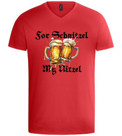 For Schnitzel Design - Basic men's v-neck t-shirt_RED_front