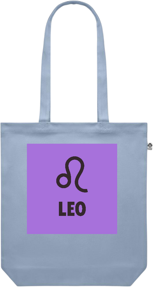 Zodiac Leo Design - Premium colored organic canvas shopping bag_BABY BLUE_front