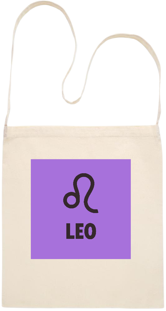 Zodiac Leo Design - Essential cross shoulder cotton tote bag_BEIGE_front