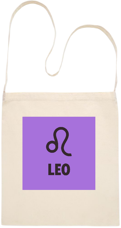 Zodiac Leo Design - Essential cross shoulder cotton tote bag_BEIGE_front