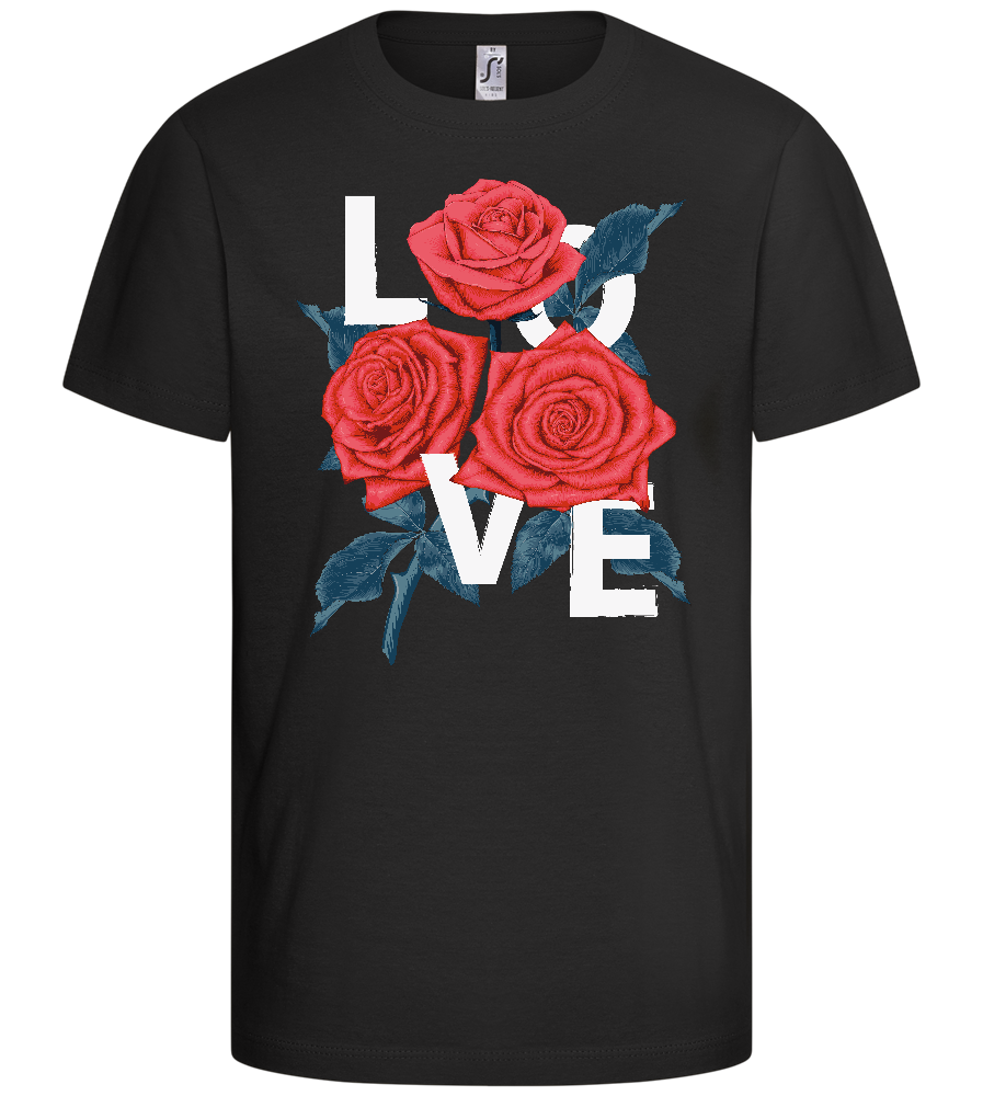 Love and Roses Design - Basic kids t-shirt_DEEP BLACK_front