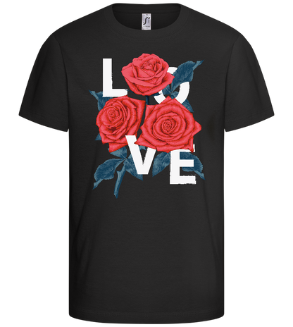 Love and Roses Design - Basic kids t-shirt_DEEP BLACK_front