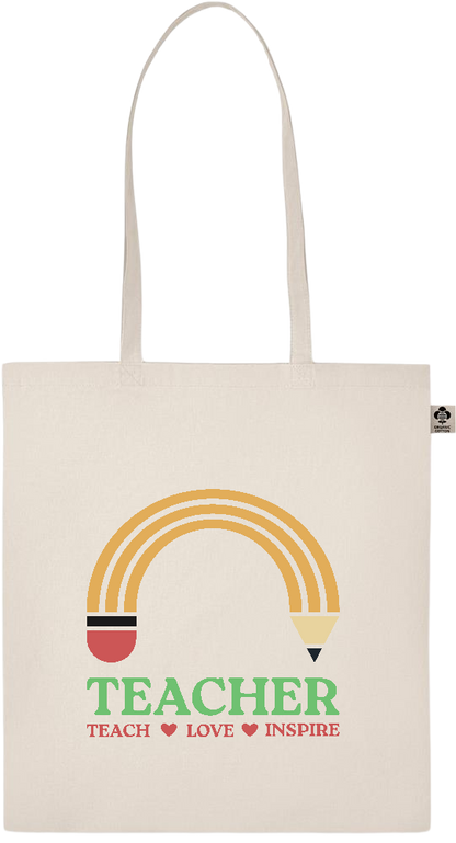 Teacher Pencil Design - Essential ecru organic cotton tote bag_BEIGE_front