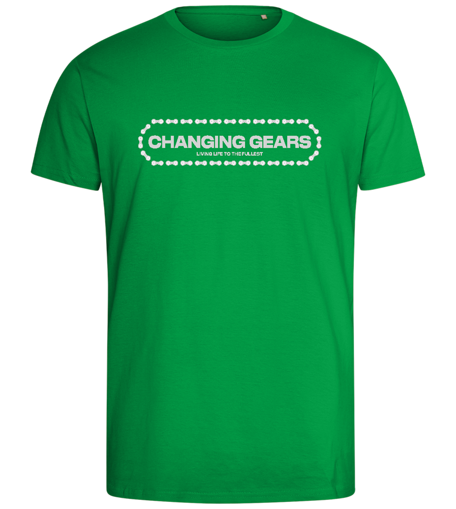 Changing Gears Text Design - Comfort men's fitted t-shirt_MEADOW GREEN_front