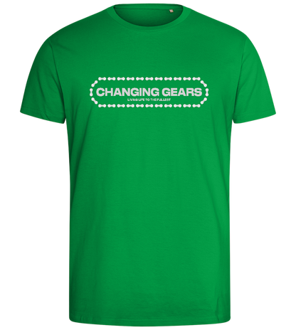 Changing Gears Text Design - Comfort men's fitted t-shirt_MEADOW GREEN_front