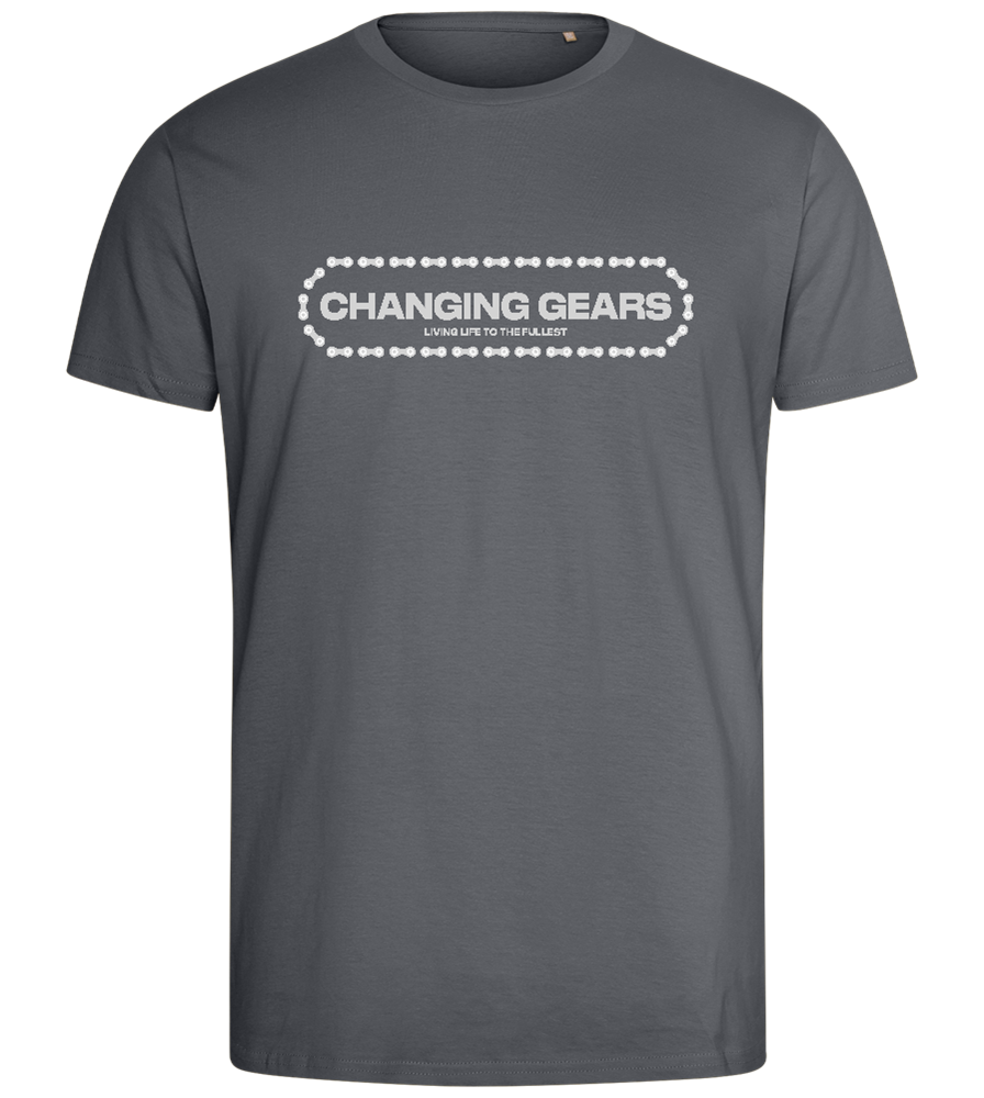 Changing Gears Text Design - Comfort men's fitted t-shirt_MOUSE GREY_front