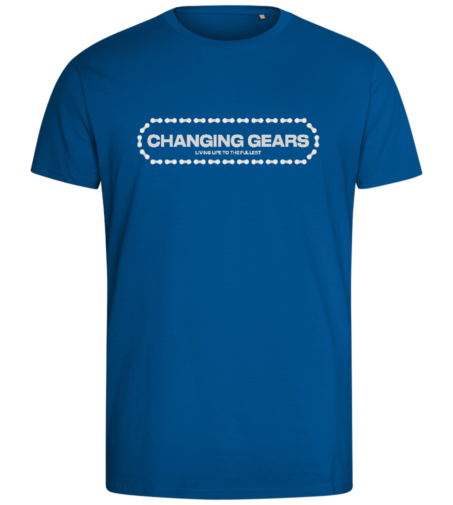 Changing Gears Text Design - Comfort men's fitted t-shirt_ROYAL_front