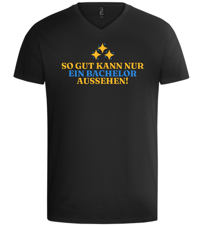 So Gut Kann Nur Ein Bachelor Aussehen Design - Basic men's v-neck t-shirt_DEEP BLACK_front