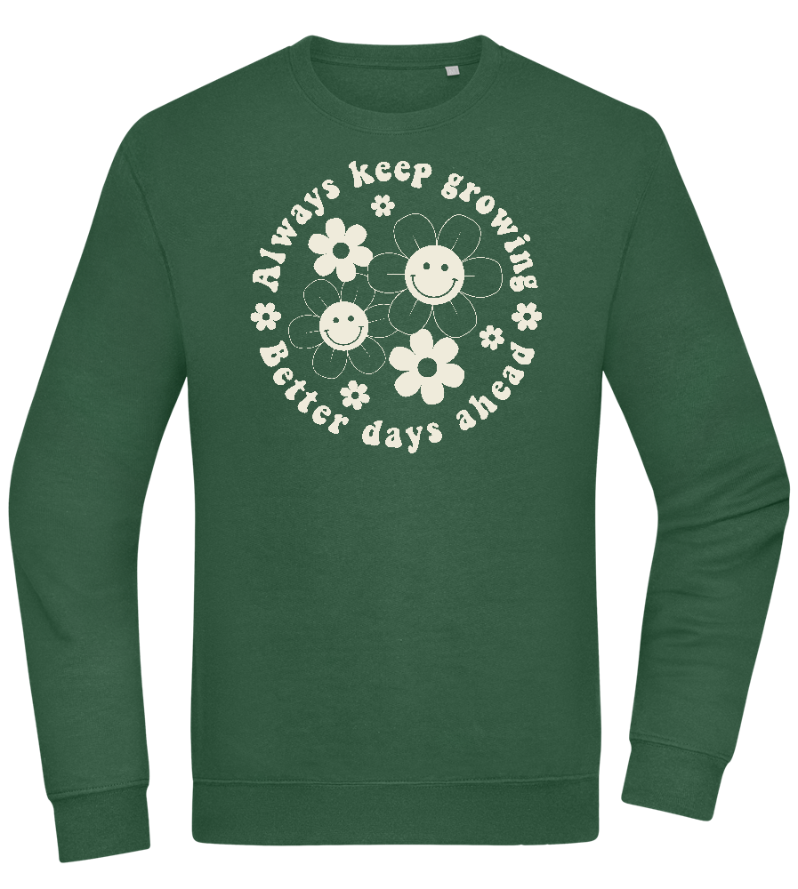 Keep Growing Design - Comfort Essential Unisex Sweater_GREEN BOTTLE_front