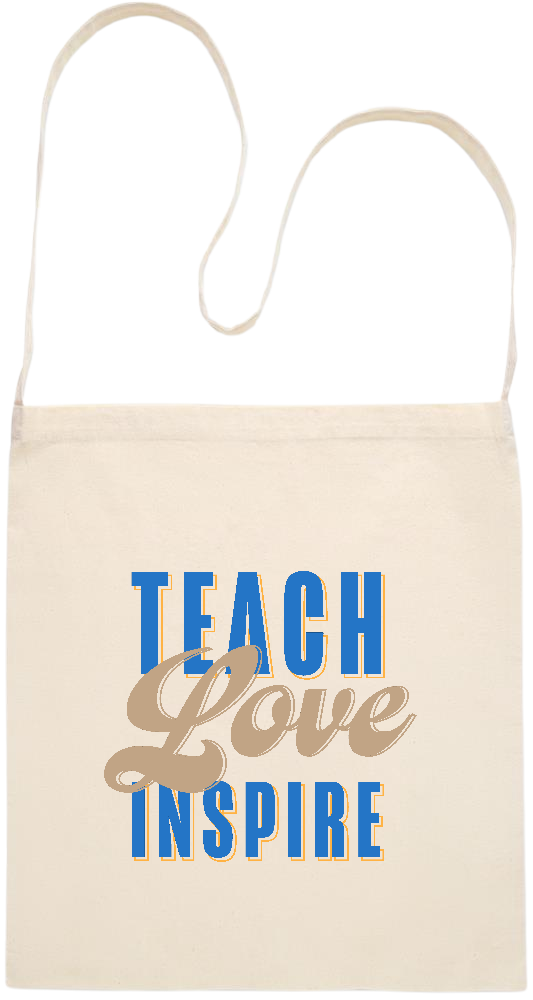 Teach Love Inspire Design - Essential cross shoulder cotton tote bag_BEIGE_front