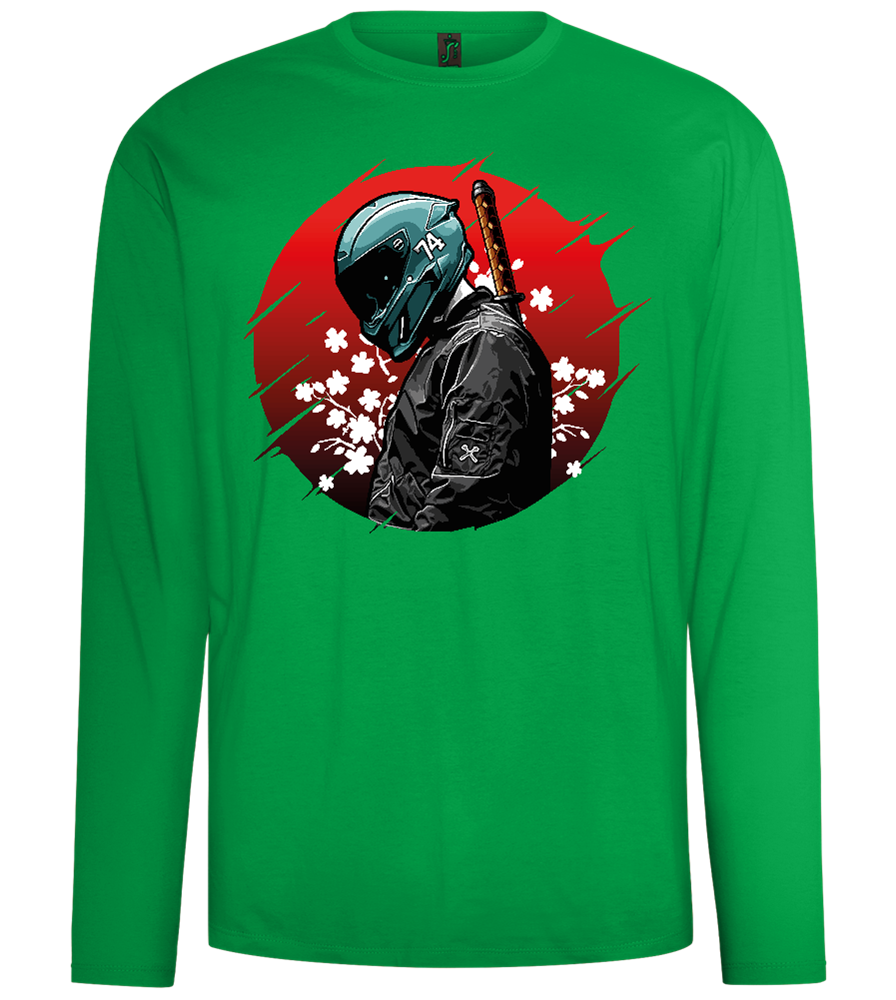 Samurai Bike 2 Design - Comfort men's long sleeve t-shirt_MEADOW GREEN_front