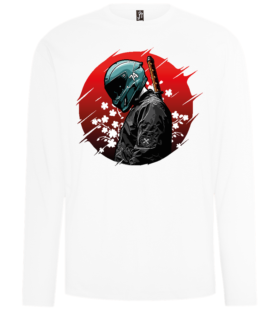 Samurai Bike 2 Design - Comfort men's long sleeve t-shirt_WHITE_front