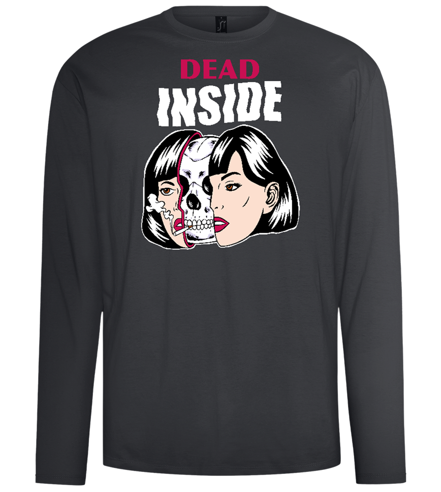 Dead Inside Skull Design - Comfort men's long sleeve t-shirt_DARK GRAY_front