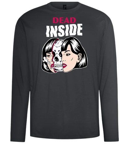 Dead Inside Skull Design - Comfort men's long sleeve t-shirt_DARK GRAY_front