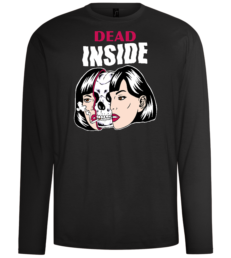 Dead Inside Skull Design - Comfort men's long sleeve t-shirt_DEEP BLACK_front