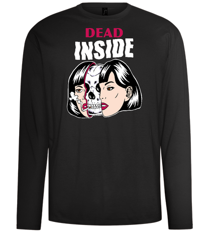 Dead Inside Skull Design - Comfort men's long sleeve t-shirt_DEEP BLACK_front